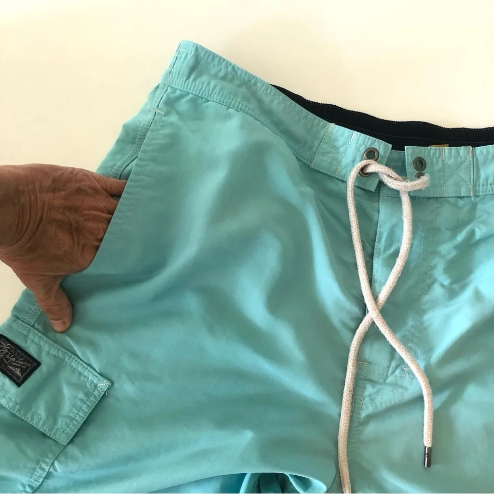 Polo Ralph Lauren Kailua Swim Shorts Men Medium Aqua Blue Mesh Lined Trunks